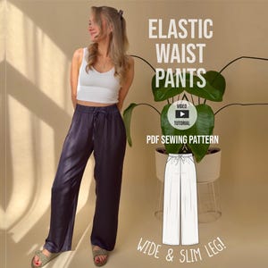 Easy elastic waist pants / Palazzo pants / wide leg pants Peter /  PDF sewing pattern with video tutorial
