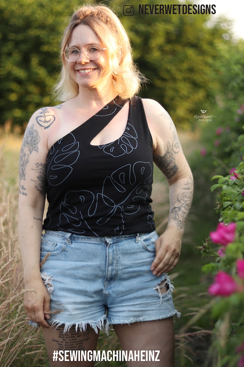 One-Shoulder Cutout Top Sewing Pattern with Video Tutorial (PDF Pattern) image 9