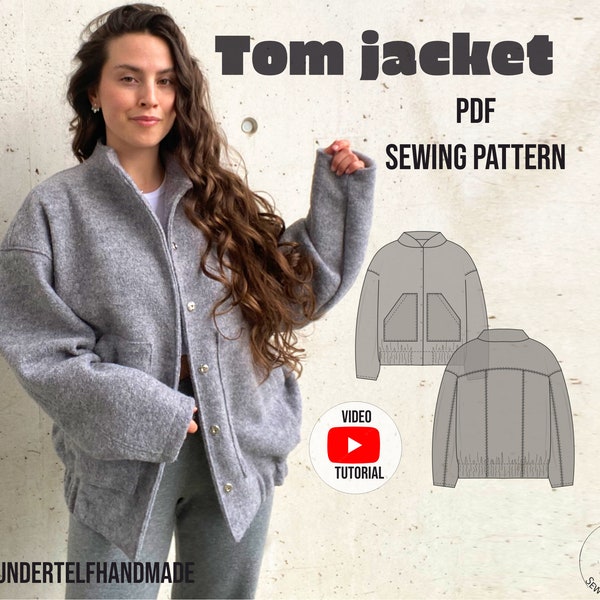 Jacke Tom de gran tamaño PDF Schnittmuster + VIDEO Tutorial / Schnittmuster Jacke de gran tamaño