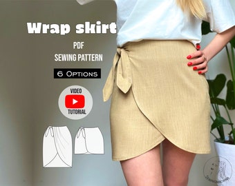 wrap skirt Willi PDF sewing pattern + VIDEO tutorial / Schnittmuster Wickelrock