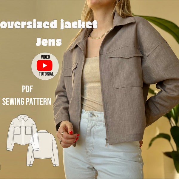 oversized Jacket Jens PDF sewing pattern with video tutorial / Schnittmuster oversized Jacke /