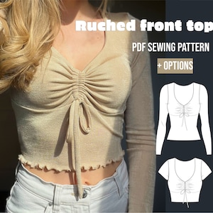 PDF sewing pattern ruched front top Uwe  / Schnittmuster Top mit Raffung an der Brust Uwe, E-Book