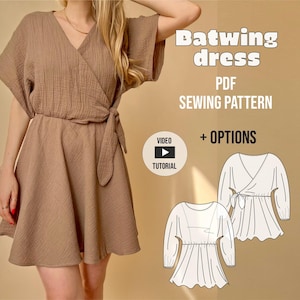 PDF sewing pattern batwing dress Bernd / Schnittmuster Fledermausärmel-Kleid / Video tutorial