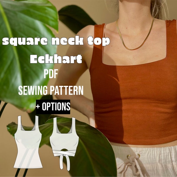 PDF sewing pattern square neck top  Eckhart