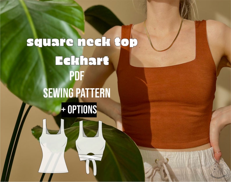 PDF sewing pattern square neck top Eckhart image 1