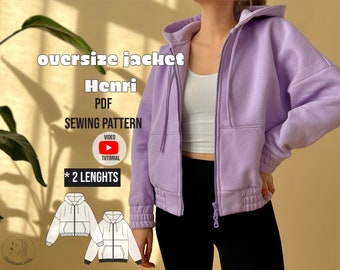 oversize Sweatjacke Henri, PDF Schnittmuster / easy / mit Video Tutorial