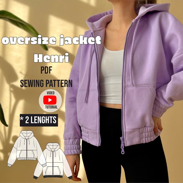 oversize Sweatjacke Henri, PDF Schnittmuster / easy / mit Video Tutorial