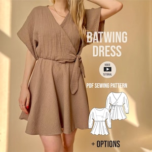 PDF sewing pattern batwing dress Bernd / Schnittmuster Fledermausärmel-Kleid / Video tutorial