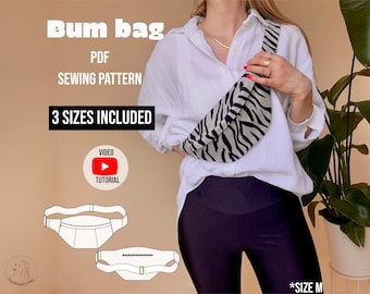 Bum bag Benno 3 sizes S-M-L / PDF sewing pattern/ video tutorial