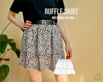 PDF sewing pattern ruffle mini skirt Manfred / Schnittmuster Minirock E-Book