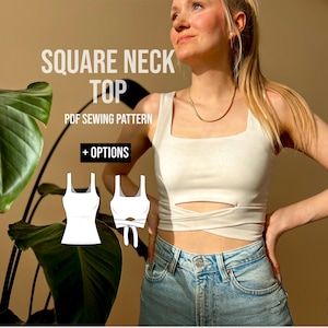 PDF sewing pattern square neck top  Eckhart