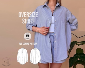 oversized Shirt Karl PDF Schnittmuster, oversize Bluse mit Video Tutorial