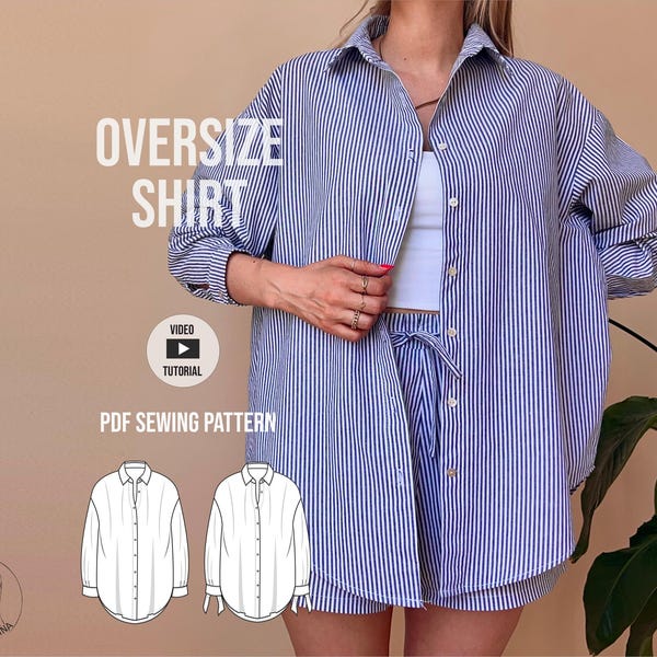 oversized Shirt Karl PDF Schnittmuster, oversize Bluse mit Video Tutorial