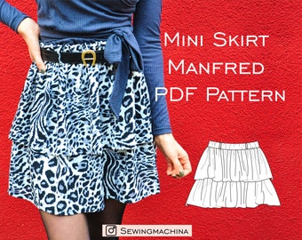 PDF sewing pattern ruffle mini skirt Manfred / Schnittmuster Minirock E-Book