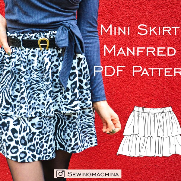 PDF sewing pattern ruffle mini skirt Manfred / Schnittmuster Minirock E-Book
