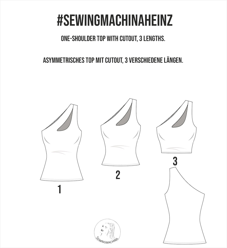 One-Shoulder Cutout Top Sewing Pattern with Video Tutorial (PDF Pattern) image 4