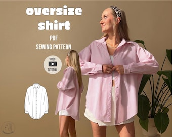 oversized Shirt PDF Schnittmuster, Schnittmuster oversize Bluse mit Video Tutorial
