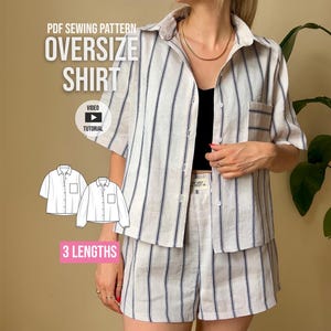 blouse oversize Bill /Patron de couture PDF / 2 manches / 3 longueurs / Tutoriel vidéo