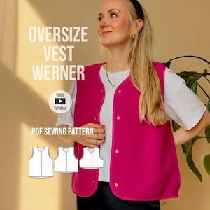 Oversize-Weste PDF Schnittmuster / Videoanleitung / 3 Längen / Werner Weste