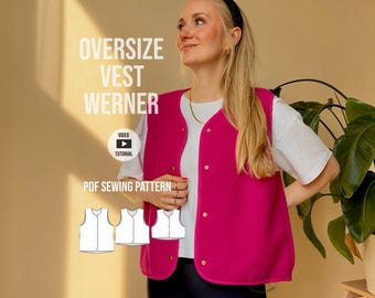 Oversize-Weste PDF Schnittmuster / Videoanleitung / 3 Längen / Werner Weste