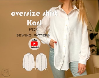 oversized Shirt PDF Schnittmuster, Schnittmuster oversize Bluse mit Video Tutorial