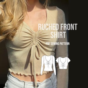 Padrão de costura da blusa com frente franzida: camisa de malha faça você mesmo (padrão em PDF)