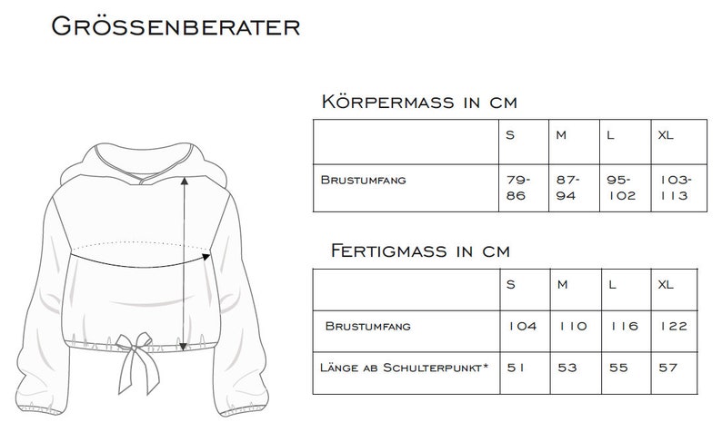 PDF sewing pattern oversized cropped Hoodie Hubert Schnittmuster E-Book