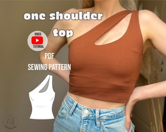 One-Shoulder-Top mit Ausschnitt Heinz PDF Schnittmuster / Schnittmuster mit Video Tutorial