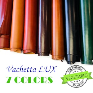 Vegetable tanned leather Vachetta | 100% real natural | PREMIUM LUX QUALITY | Black Dark Light Brown Tan Green Cognac