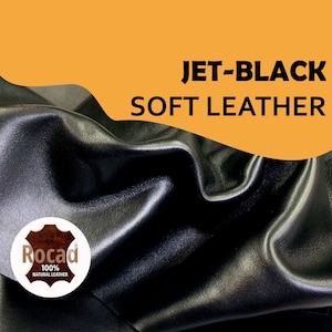 Cuir noir fin souple 0,8-1 mm 2 oz | Veau | élastique polyvalent | feuilles de cuir | pour sacs, chaussures, vêtements, reliure | maroquinerie