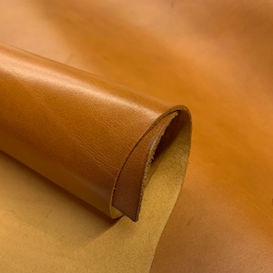 Vegetable tanned full grain 100% genuine cowhide leather thick 2.5-2.8 mm 7OZ Tan Cognac oil tanned imagem 1