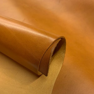 100 % cuir de vachette véritable pleine fleur à tannage végétal épais | 2,5-2,8 mm| 7 oz | Cognac brun clair | tanné à l'huile