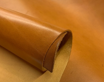 Vegetable tanned full grain 100% genuine cowhide leather thick | 2.5-2.8 mm| 7OZ| Tan Cognac | oil tanned