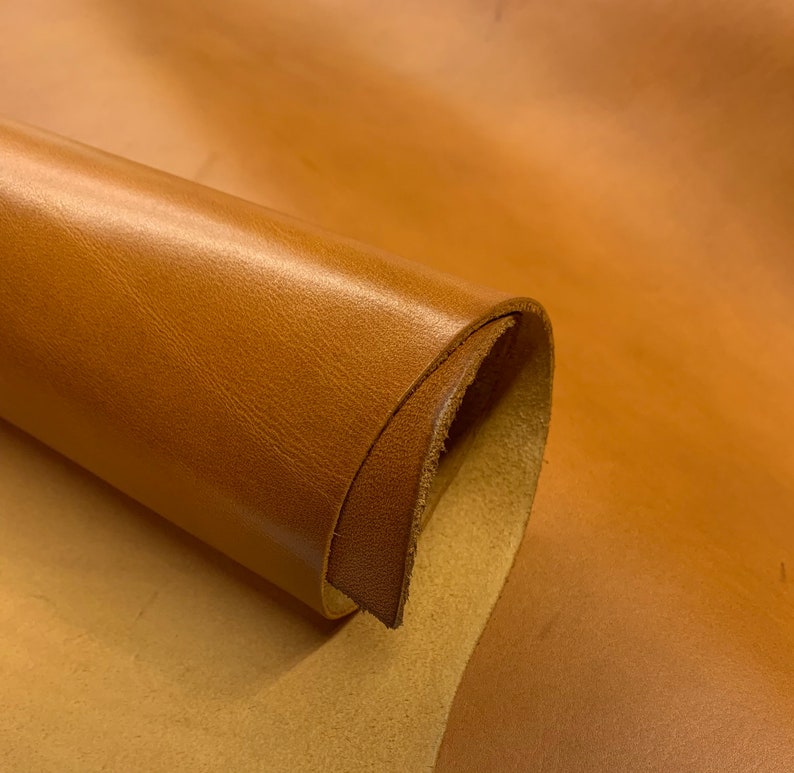 Vegetable tanned full grain 100% genuine cowhide leather thick 2.5-2.8 mm 7OZ Tan Cognac oil tanned imagem 1