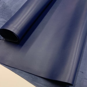 Pelle nappa blu pieno fiore laterale / 1,4 mm 3-4 OZ / scura / Vera pelle naturale / Superficie piana / Pannelli in fogli pretagliati lavorazione della pelle