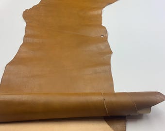 Brown Leather Vegetable tanned Italian | mid-soft natural | 1.2 mm 3oz | calf belly | sheets panels for bags shoes crafts leathercraft