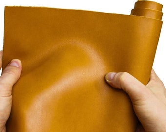 Vegetable tanned full grain 100% genuine cowhide leather thick | 2.5-2.8 mm| 7OZ| Tan Cognac | oil tanned