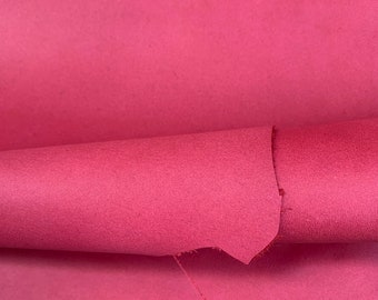 Pink leather red raspberry real | calf | smooth | 0.8-1mm 2-3oz | leathercraft | for diy, bags, vallets, shoes