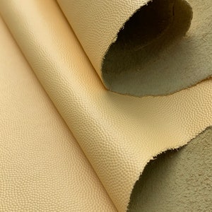 Pelle di vitello color giallo caviale, crema martellata / 1,0-1,2 mm / 2-3 oz / Vera pelle naturale / Pannelli in fogli pretagliati