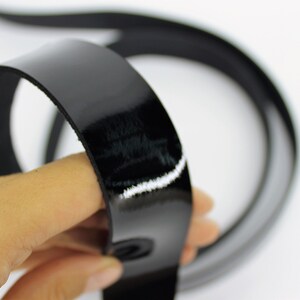 Black patent leather straps 130 cm, 51 inch long 2.2 2.8 mm, 5-6 oz thick image 3