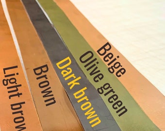 BELT STRAP  /BLANK | Vegetable tanned leather |Brown green beige color | 130 cm, 52 inch long | 3.5-4.0 mm, 9-10 oz thick
