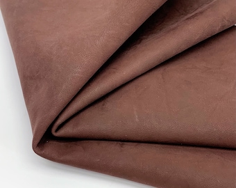 Goat Chestnut brown nubuck | thin 1.0mm | 1-2 oz | Medium temper leather hide