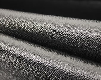 Piel negra caviar brillante, piel natural granulada, piel de vaca auténtica flotante / para bolsos, zapatos, artesanías
