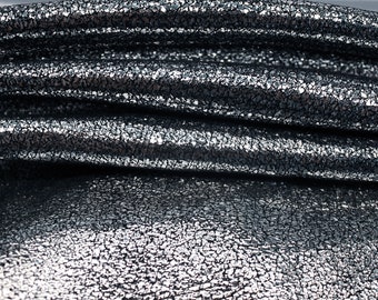 Cuero plateado brillante Crujiente 0.8 mm para crafters bolsos carteras zapatos Oveja natural laminado