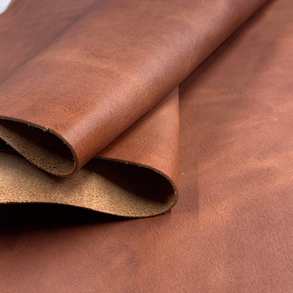 Brown Cognac Real Leather Veg Tan  | 1.4 mm  3-4 OZ | SOFT Matt| For bags, bookbinding, covers italian