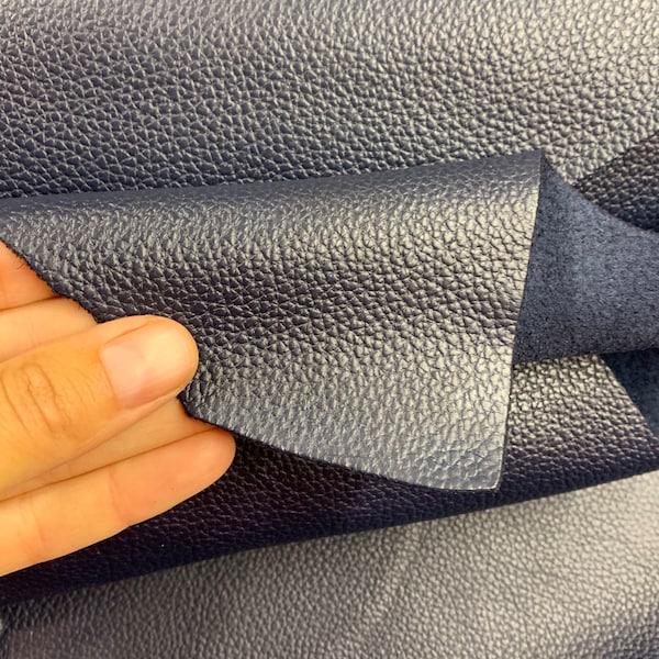 Navy blue leather  pebbled natural cow |1.4-1.6 mm | 3-4 0z Real natural hide skin |Precut sheets panels