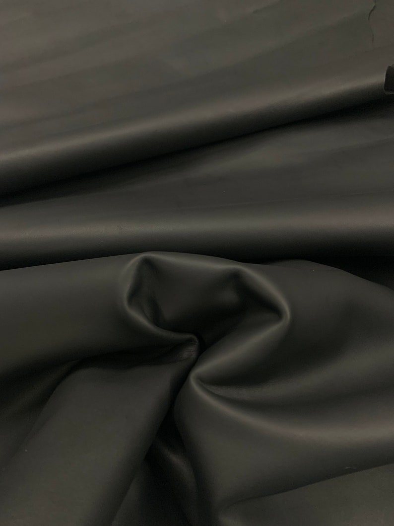 Cuir de veau noir mat 1 mm mi-rigide feuilles de cuir pour sacs, chaussures, portefeuilles, reliure image 7