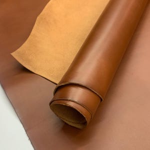 Brown Leather Chestnut Real Veg Tan | 1.6 mm 4OZ | crazy horse | thick | For bags, boots, upholstery, italian image 3