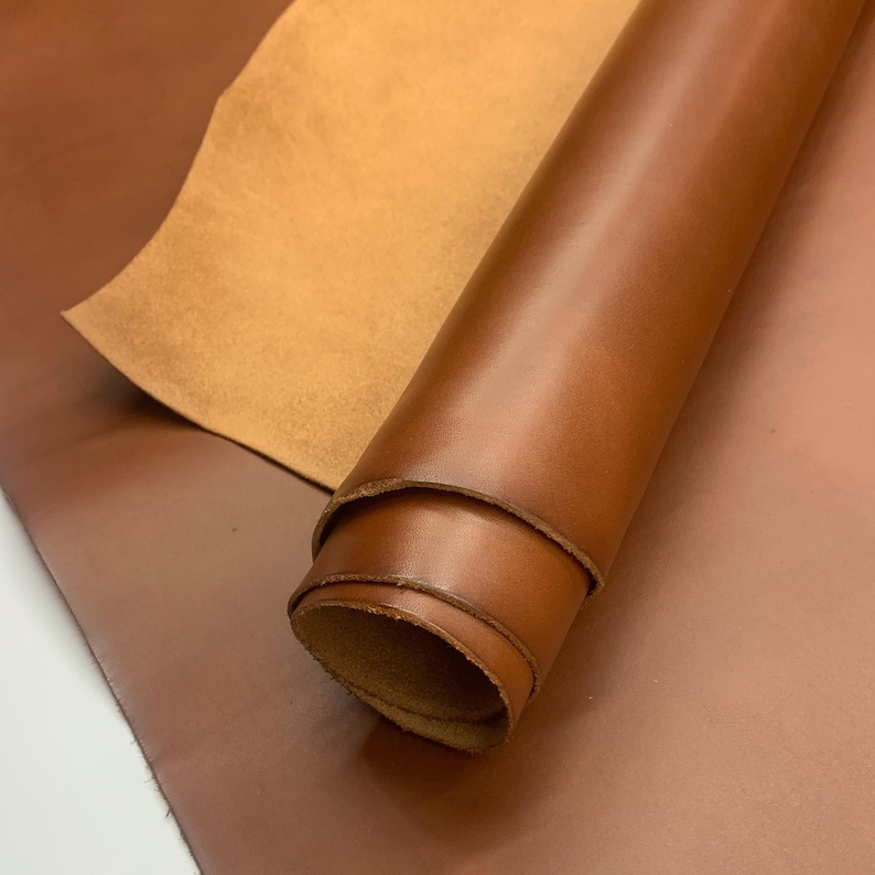 Brown Leather Chestnut Real Veg Tan | 1.6 mm 4OZ | crazy horse | thick | For bags, boots, upholstery, italian image 3