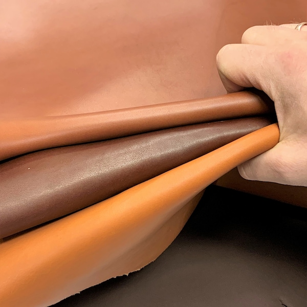 Thick leather sheets | 5-6 oz | 1.8 - 2.6mm | Buffallo Bizon Bull Brown Dark Brown tan cognac colors